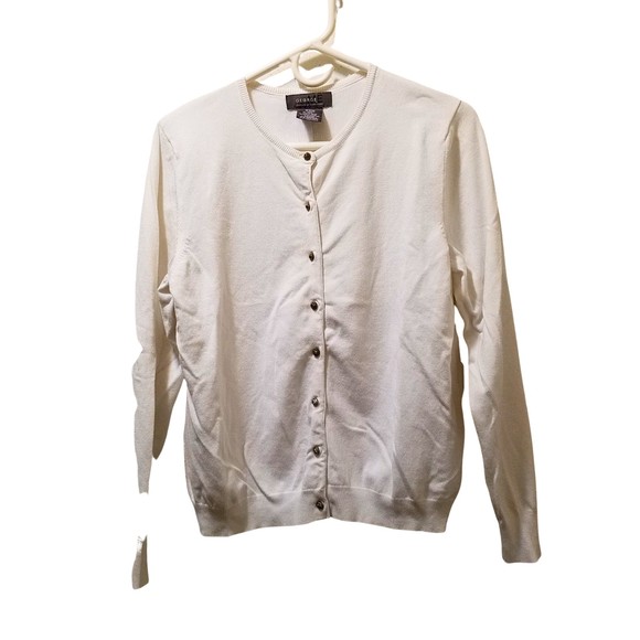 George Women’s White Cardigan Sweater Size L (12/14) - Picture 1 of 3